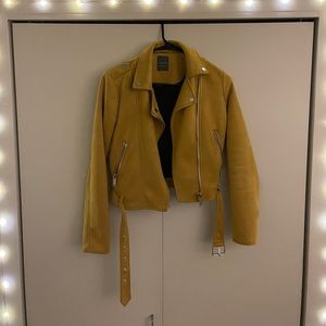 suedine biker jacket yellow
